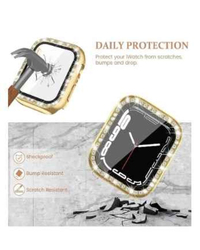 Diamond Case Cover for Apple Watch 45mm, 2 Pieces, Clear/Gold