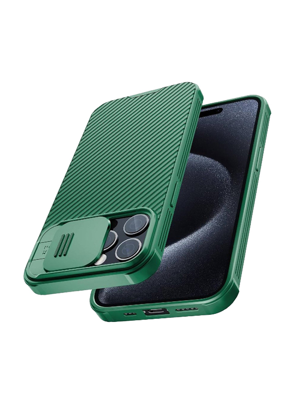 Nillkin Apple iPhone 15 Pro Max 6.7-inch 2023 Cameshield Pro Slim Fit Shockproof Anti-Scratch Slide Camera Protection Mobile Phone Case Cover, Green