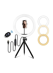 13'' Selfie Ring Light with Tripod Stand, Cell Phone Holder & Dimmable Light for iPhone/Android, Black