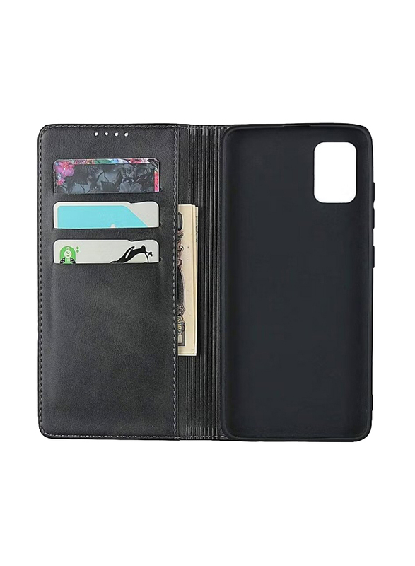 Samsung Galaxy A51 Leather Wallet Flip Mobile Phone Case Cover, Black