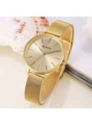 Curren Analog Watch for Women with Stainless Steel Band, Water Resistant, 9024, Gold