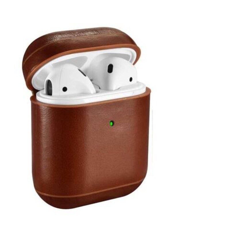 Apple Airpods 1 Leather Protective Case Cover, Dark Brown