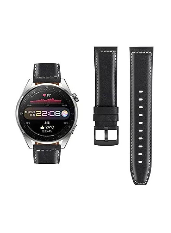 Replacement Leather Strap for Huawei Watch 3/Huawei Watch 3 Pro, Black