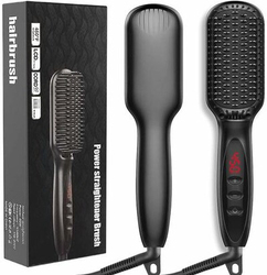3-In-1 Ionic Hair Straightener Brush, Black