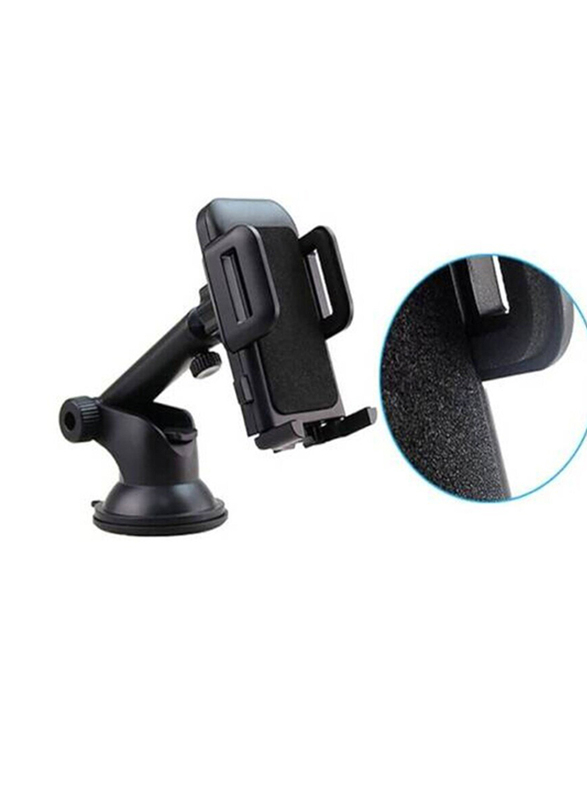 One Button Release 360 Degree Rotatable Extendable Arm Stand Universal Car Cradle Phone Mount for Mobile Phones, Black