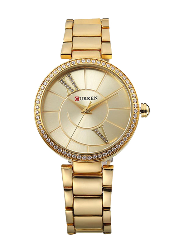 Curren Analog Watch for Women with Stainless Steel Band, Water Resistant, 2358892, Gold