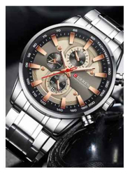 Curren Analog Watch for Men with Alloy Band, Chronograph, J4516S-GY-KM, Silver-Multicolour