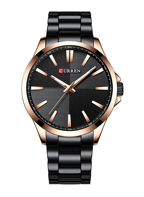 Curren Analog Watch for Men with Stainless Steel Band, Water Resistant, 8322-3, Black