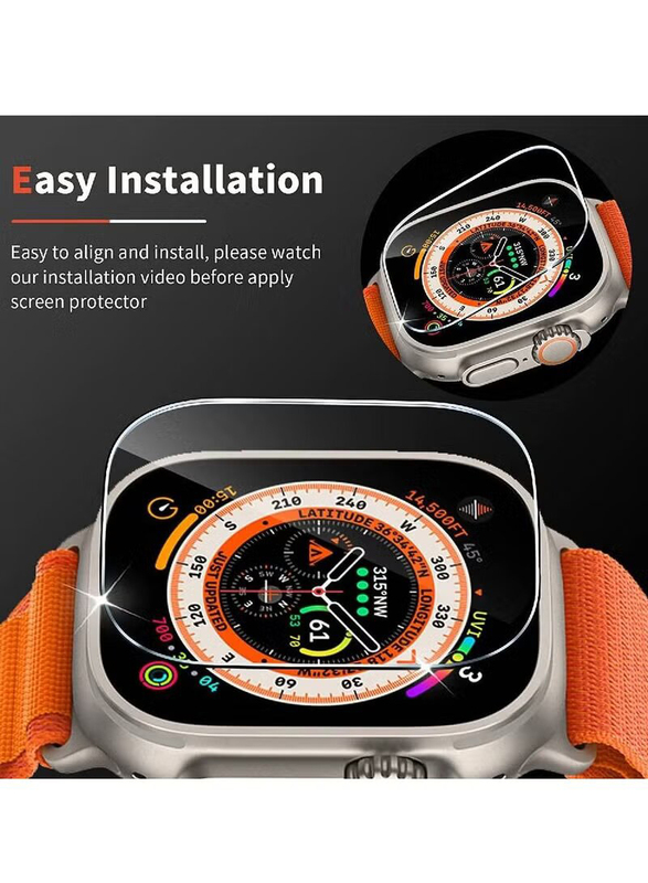 Anti Scratch HD Bubble Free Tempered Glass Screen Protector for Apple Watch Ultra 49mm, 3 Piece, Clear