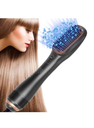 Rabos 3 In 1 Professional Hair Brush Negative Ion Blow Dryer Straightening Brush Hot Air Styling Comb, Black