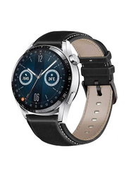 Replacement Genuine Leather Strap for Huawei Watch GT3, Black