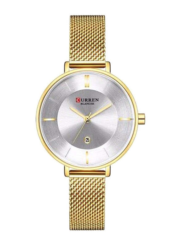 Curren Analog Watch for Women with Stainless Steel Band, Water Resistant, 9037GDW, Gold-Silver