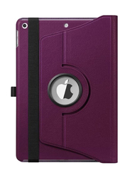 Apple iPad 10.2/10.5 Inch Leather 360 Degree Rotating Stand Folio Tablet Phone Flip Case Cover, Purple