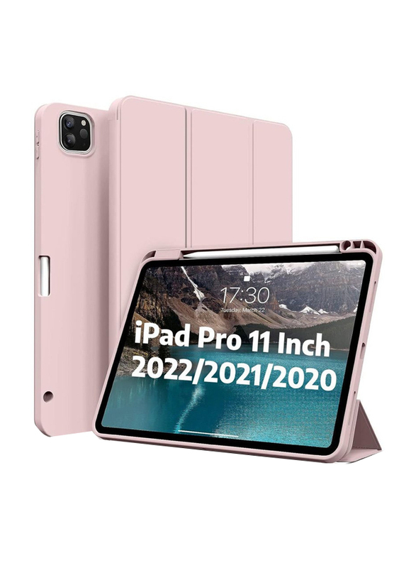 Dux Ducis Apple iPad Pro 11" 2022/2021/2020 Protective Soft TPU Auto Wake/Sleep Smart Tablet Case Cover with Pen Holder, Pink