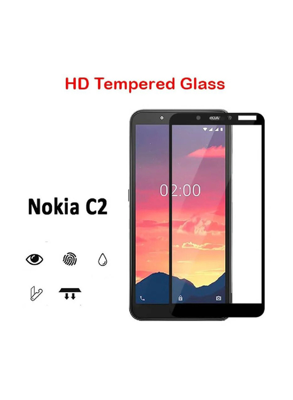 Nokia C2 HD Full Coverage Easy Installation 9H Hardness Tempered Glass Screen Protector, Clear