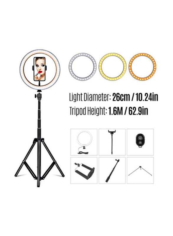 26cm Supplementary LED Folding Fill Ring Light, Black/White