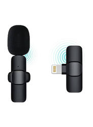 Wireless Mini Microphone and Lightning Lapel Clip On Mic, Black