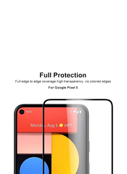 Google Pixel 5A Full Coverage Protective HD Clear Bubble Free Tempered Glass Screen Protector, Clear/Black