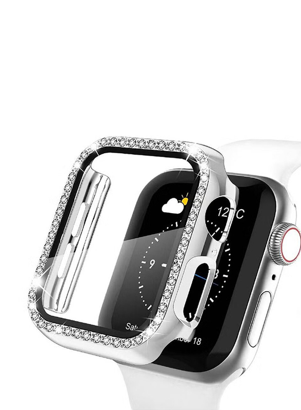 Diamond Guard Shockproof Frame Case Cover for Apple Watch 45mm, Silver