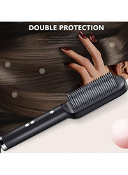 2 in 1 Curler Professional Electric Hair Straightener Brush, Black