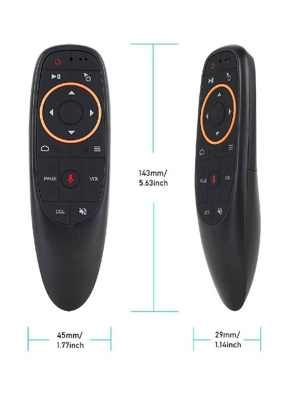 2.4G RF Voice Remote Air Mouse Wireless Remote Control with 6 Axis Gyroscope & IR Learning, Black