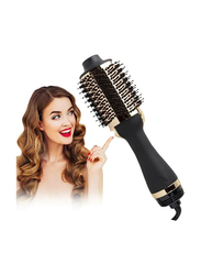 Arabest Professional Hot Air Styler One Step Hair Dryer & Volumizer Hair Straightener Brush Comb, Black/Gold