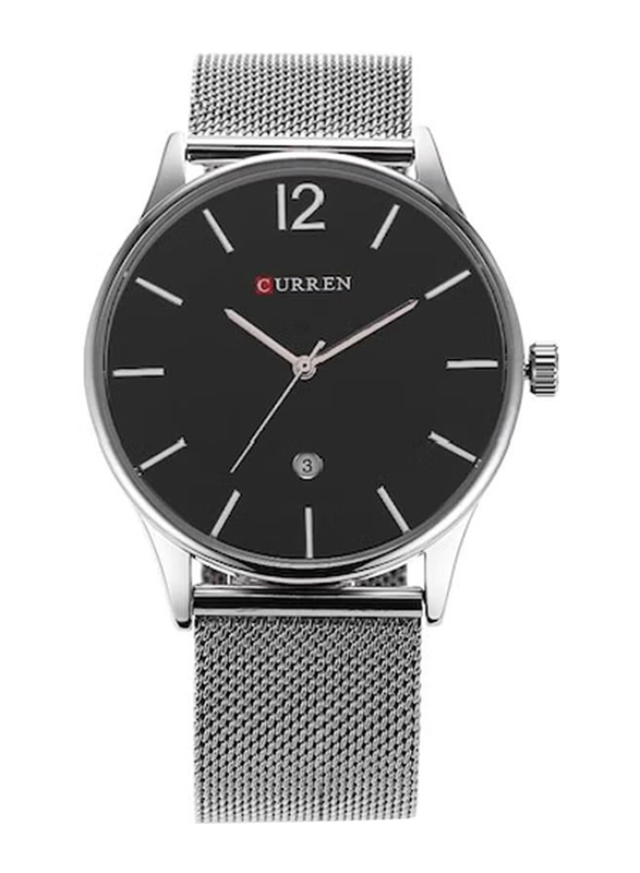 Curren Analog Watch for Men with Stainless Steel Band, Water Resistant, 8231, Silver-Black
