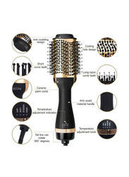 Enzo One-Step Styling & Frizz Control Negative Ionic Hot Air Brush Volumizer Ceramic Coating One Step Hair Dryer Brush, Gold