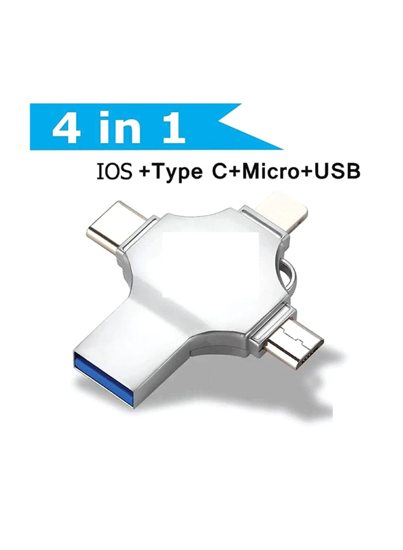 64GB 4-in-1 USB 3.0 Flash Drive, Silver