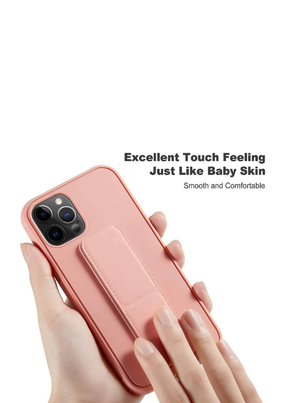 Apple iPhone 12 Pro Max Protective Magnetic Stand & Holder Premium Silicone Mobile Phone Case Cover, Pink