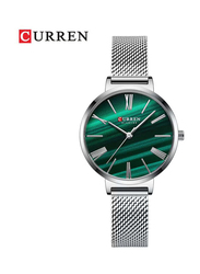 Curren Analog Watch for Women with Stainless Steel Band, Water Resistant, J-4818S-GR, Silver-Green