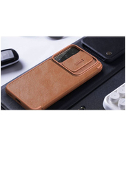 Nillkin Samsung Galaxy S23 Camera Protection Leather Flip Mobile Phone Case Cover, Brown