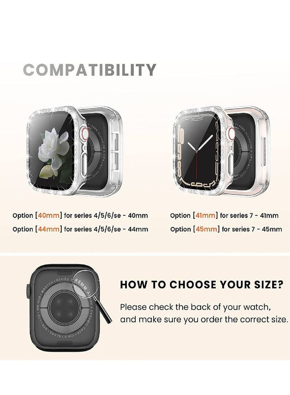 2-Piece Diamond Guard Shockproof Frame Smartwatch Case Cover for Apple Watch 38mm, Clear/Black