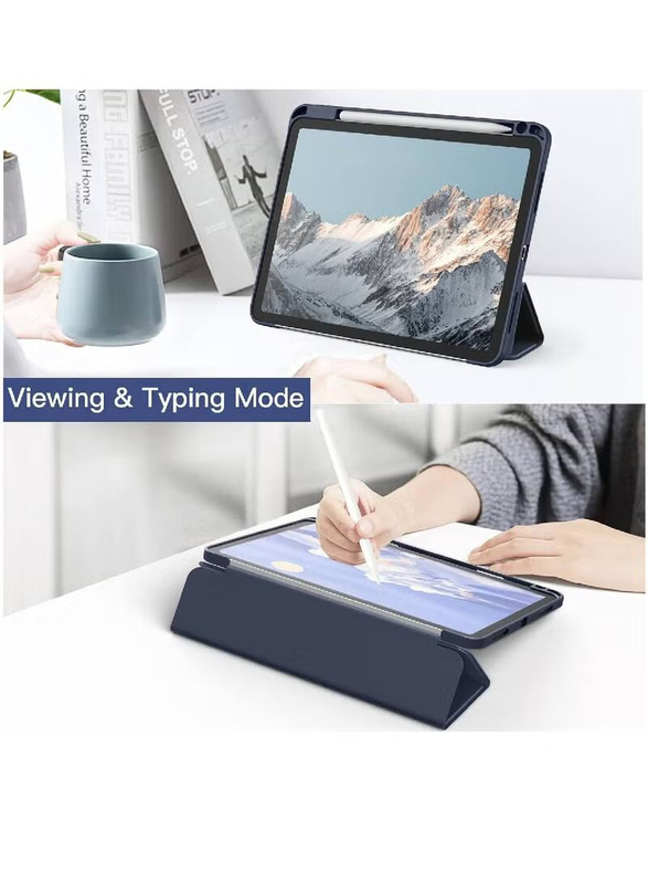 11-inch Apple iPad Pro (2022/2021/2020/2018) Auto Wake/Sleep Back Shell Slim Stand Shockproof Tablet Case Cover with Pencil Holder, Dark Blue