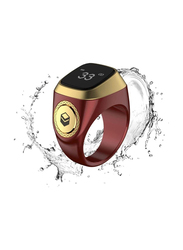 Zikr 20mm Smart Tasbih Lite Ring, Muslim Prayer, Prayer timing reminder, OLED Display Tasbeeh Counter, Smart Ring Dhikr, Waterproof, Red/Brown
