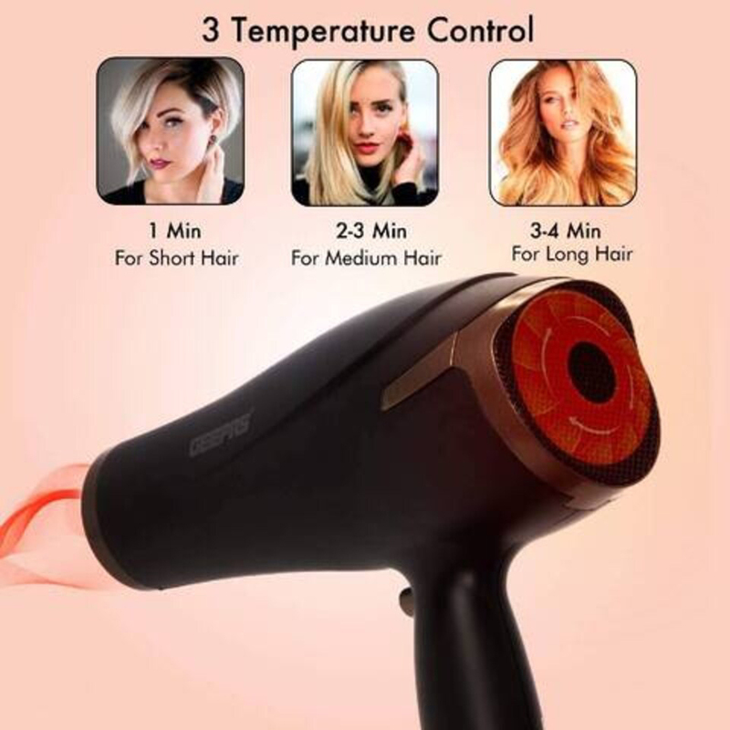 Geepas Hair Dryer with 2 Speed Control, 2200W, Black