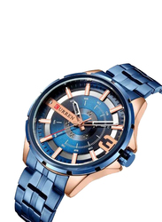 Curren Analog Watch for Men with Alloy Band, Water Resistant, 8333, Blue