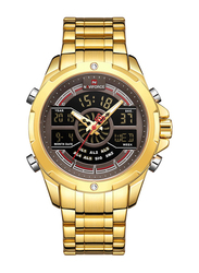 Naviforce Analog + Digital Watch for Men with Stainless Steel Band, Water Resistant, NF9170 G/CE, Gold-Multicolour