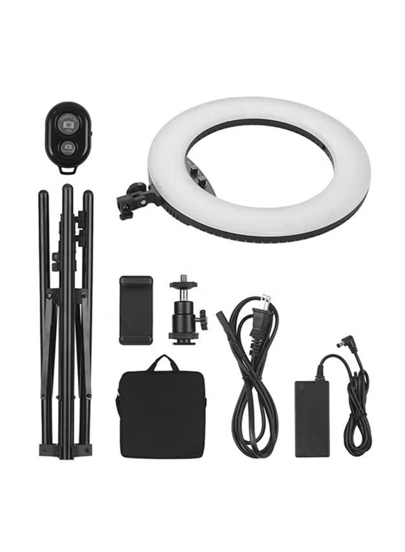 LED Photography Ring Light with Accessory, White/Black