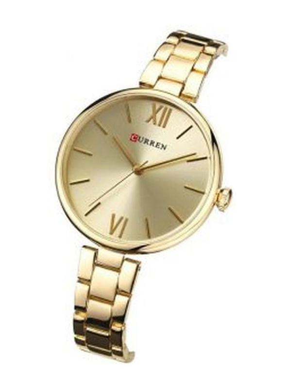 Curren Analog Watch for Women with Alloy Band, CU-9017, Gold