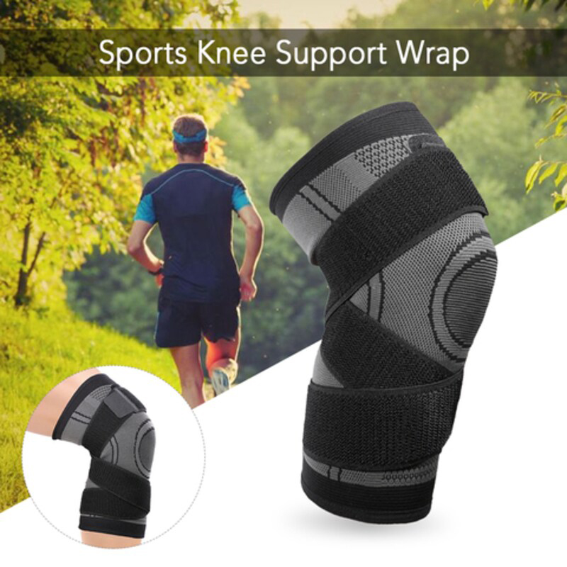 Sports Knee Brace Patella Support Protector Knee Wrap, Black/Grey