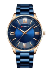Curren Analog Watch for Men with Stainless Steel Band, Water Resistant, 8383, Blue