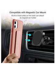 Apple iPhone 11 Premium Quality Hand Grip Foldable Magnetic Kickstand Wrist Strap Finger Grip Mobile Phone Case Cover, Pink