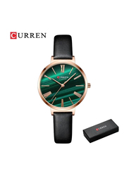 Curren Analog Watch for Women with Stainless Steel Band, Water Resistant, Black-Green
