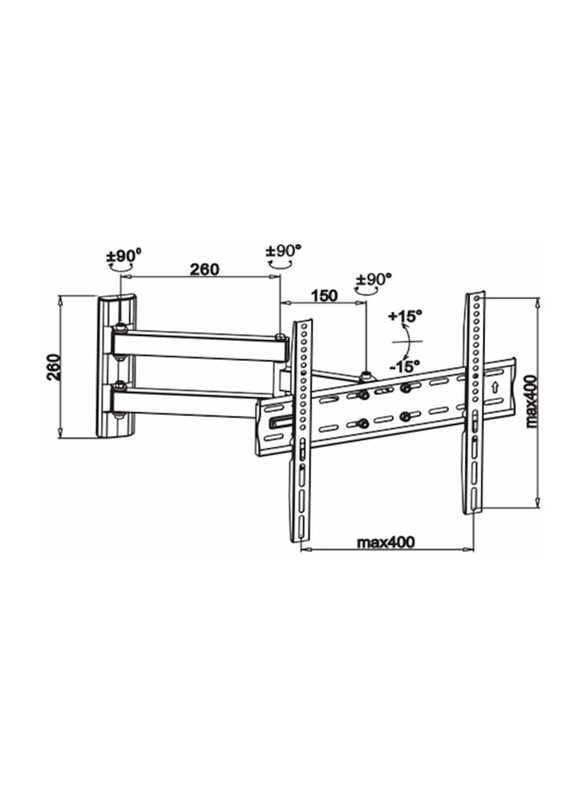 Articulating TV Wall Mount for 32 to 65-inch TVs, SH-44P, Black