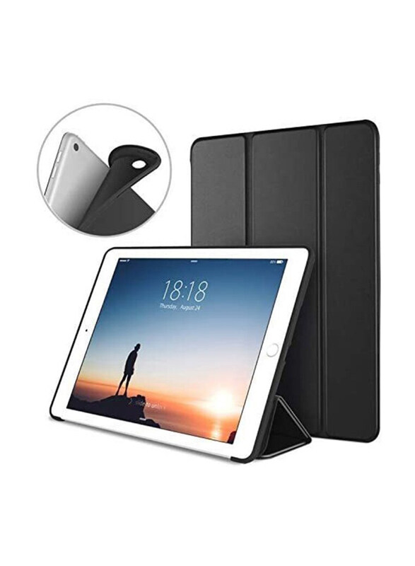 

Generic Apple iPad (2018/2017 5th/6th Gen) 9.7" Ultra Slim Lightweight Smart Hard Back Mobile Phone Case Cover with Trifold Cover Stand & Auto Sleep/Wake, Bla