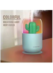 Xiuwoo USB Powered Super Quiet Air-Burning Prevention Portable Compact Colourful LED Light Cactus Cool Mist Desktop Humidifier 300ml, Multicolour