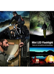 USB Mini Rechargeable Ultra Brightest LED Torch Light with Side Lantern, Black/White