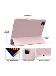 Gennext Apple iPad Pro 12.9-inch 6th/5th Gen 2022/2021 Protective Trifold Stand Auto Sleep/Wake Flexible Back Case Cover, Pink