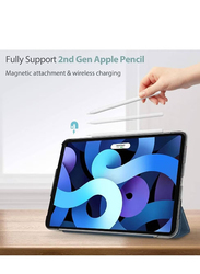 Apple iPad Air 4 Slim Fit Lightweight Smart Trifold Stand Case Cover with Tempered Glass Screen Protector, Blue